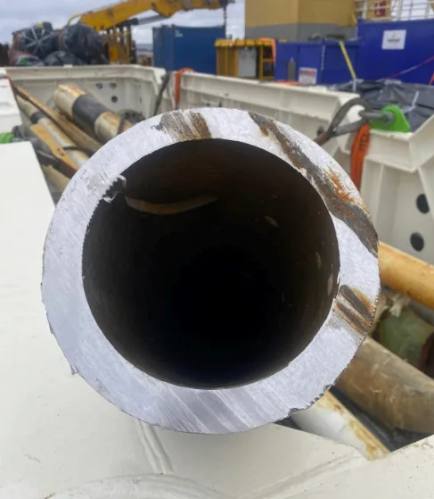 Cut steel pipe